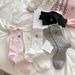 Women's Sweet Lace-Trimmed Crew Socks – Bow Embroidery & Diamond Mesh Design – Soft Cotton & Breathable Fit – Casual & Feminine Style_voghion.com