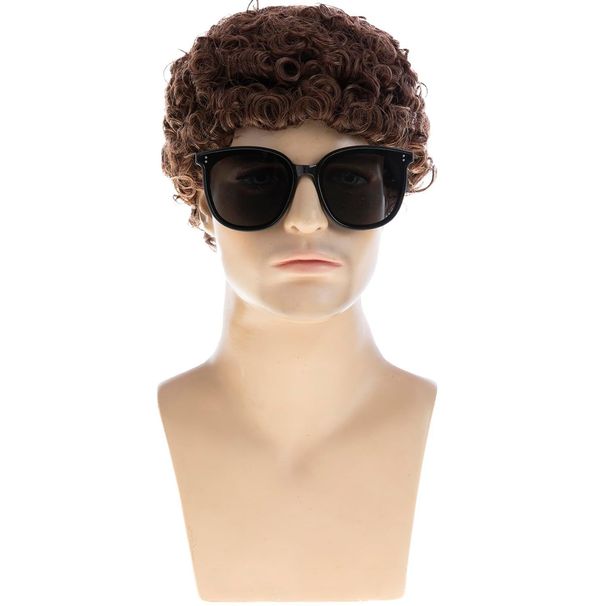 Parrucche da uomo, capelli corti, ricci e castano scuro, parrucche da uomo con riccioli di lana_voghion.com