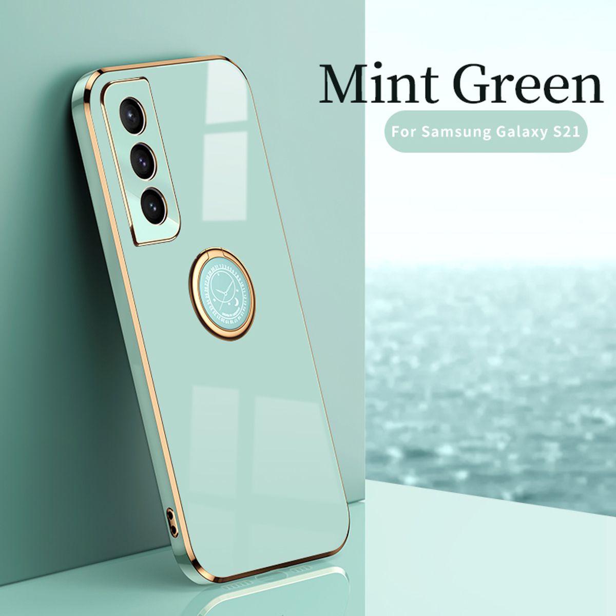 Plating Ring Holder Cover For Samsung S21 Ultra Case galaxy s20 s21 plus s20 fe Case Soft Silicone_voghion.com