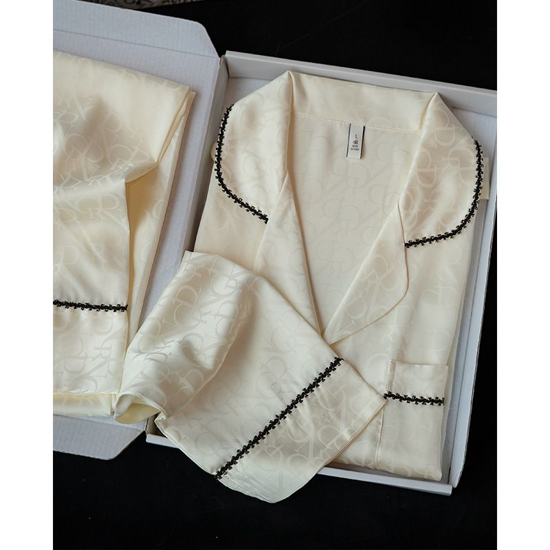 Underwear & Sleepwears Simple and couple spring and summer ice silk long sleeved thin home clothes suit 1208_voghion.com