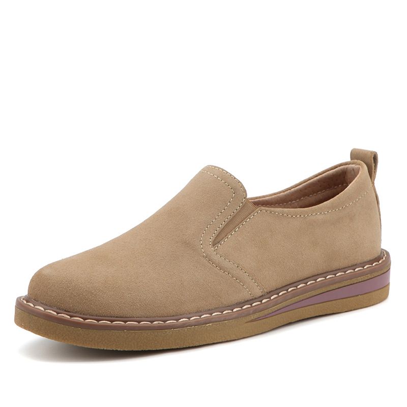 Damenschuhe Große Größe Wildleder Outdoor Slip On Gestreifte Sohle Lässige Damenschuhe_voghion.com