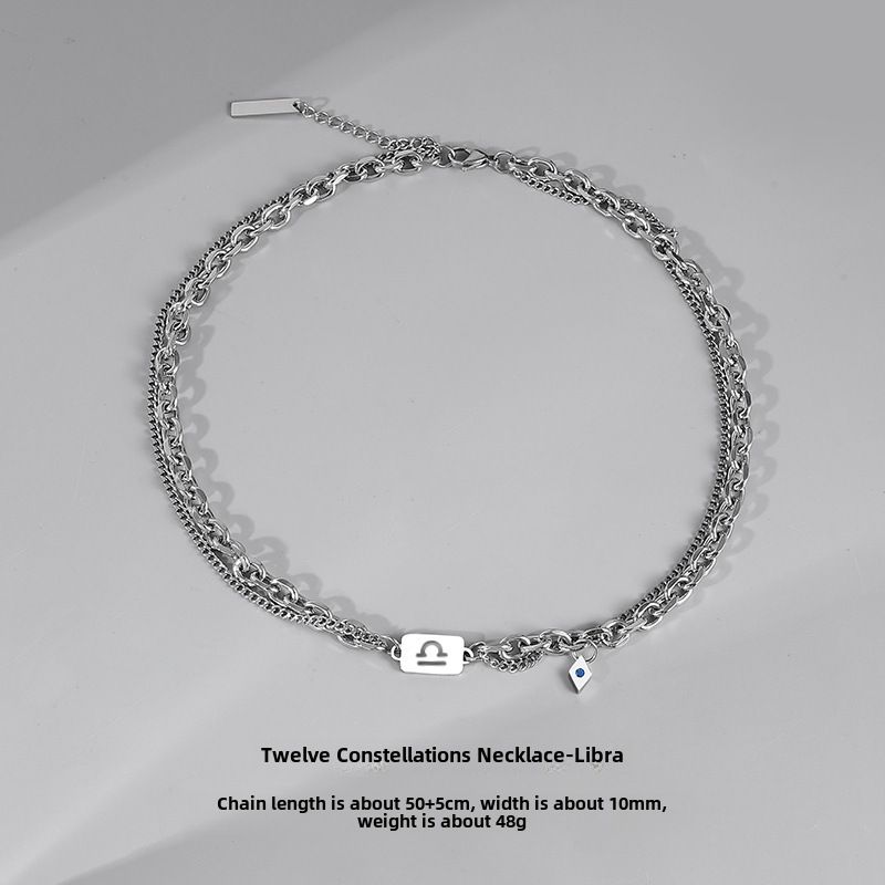 Collana Twelve Constellation da uomo, leggera, di lusso, originale, di design, accessori, alla moda, tutto-in-uno, catena per clavicola ad alto senso per ragazzi_voghion.com