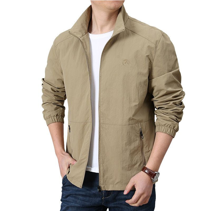 CT Casual Jacket New Spring And Autumn Men's Stand Collar Simple Solid Color Thin Top 5722_voghion.com