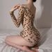 luckyqqyp European And American Foreign Trade Cross-Border Leopard Print Bodysuit Mesh Sexy Lingerie Asymmetric Women's Camisole_voghion.com