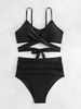 2025 New Bikini Women's Two-Piece Solid Color High-Waisted Swimsuit YQ0506_voghion.com