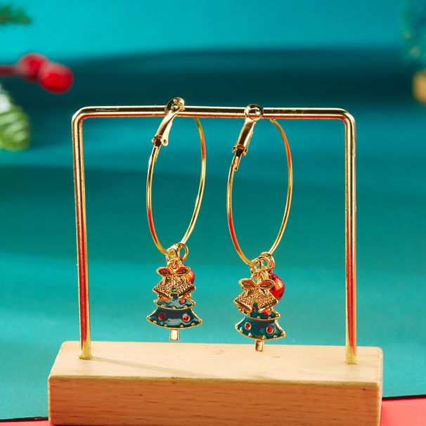 Nuovi orecchini a cerchio con elementi natalizi asimmetrici dal design geometrico creativo per le donne_voghion.com