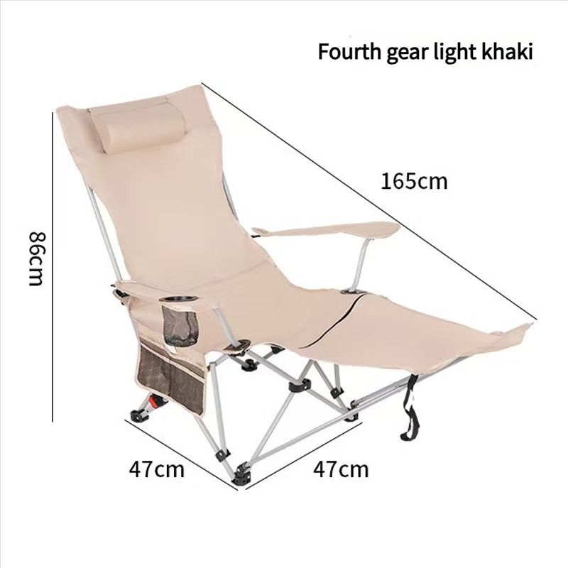 Outdoor Recliner Camping Lunch Break Folding Chair Multi-gear Adjustable Camping Portable With Leg Rest Armrest Foldable Recliner_voghion.com