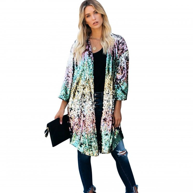 Damenmode-Stil, farbenfrohe Sequ, personalisierte Straßen-Cardigans, Windjacken, Jacken für Damen_voghion.com