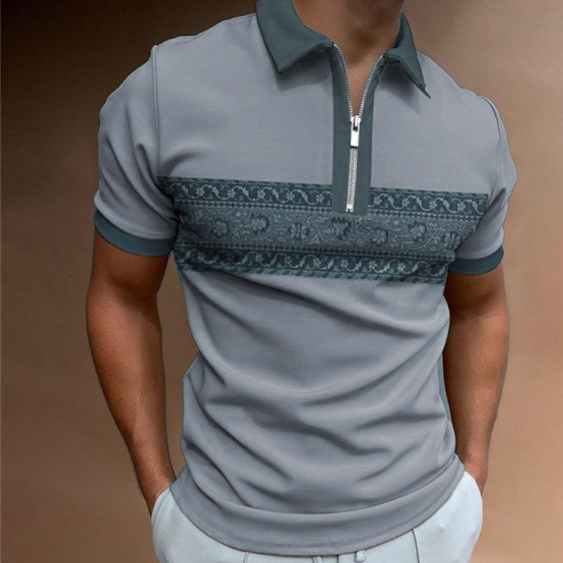 New Style Sommer-Herren-Poloshirt mit 3D-Druck, hohe Nummer, kurze Ärmel, Revers, Reißverschluss, Kragen, lässige Streetwear_voghion.com