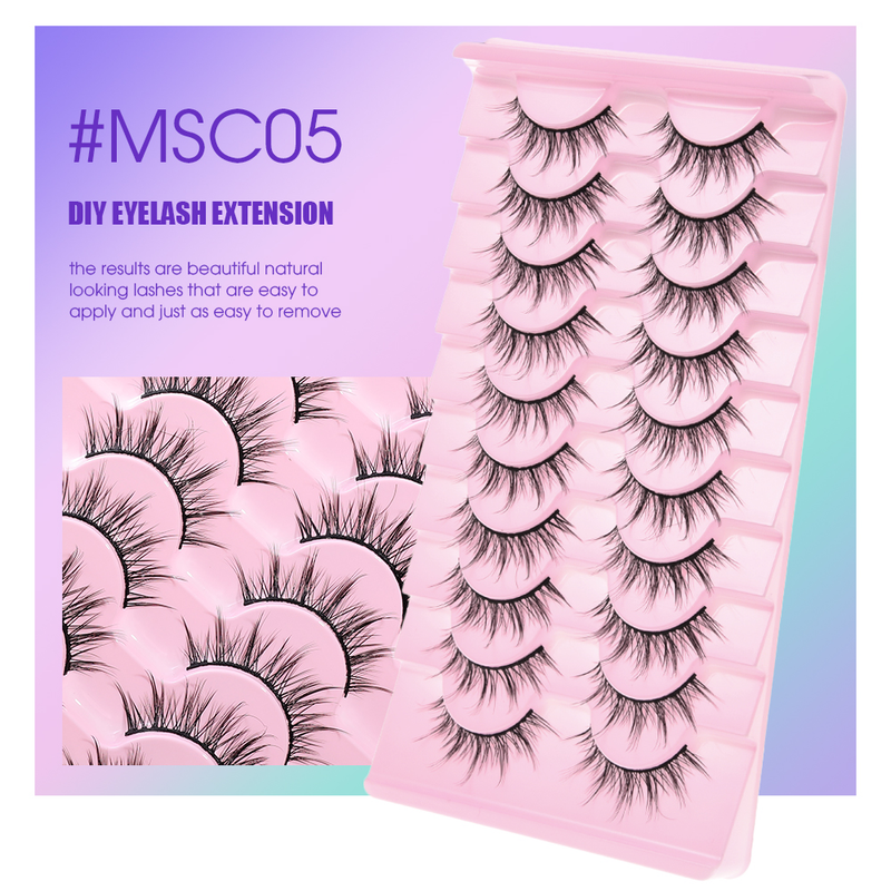 5/7/10 pairs of manga eyelashes naturally long 3D mink eyelashes fluffy volume mink false eyelashes cruel Wisp_voghion.com