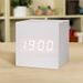 LED Creative Voice-Controlled Digital Electronic Alarm Silent Student Night Light Bedside Square Cute Wooden Clock_voghion.com