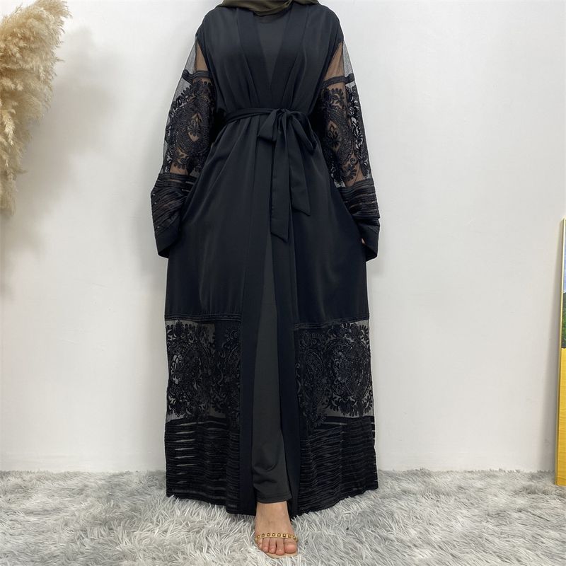 Women's Fashion Cardigan Embroidery Gauze Robe Dress_voghion.com