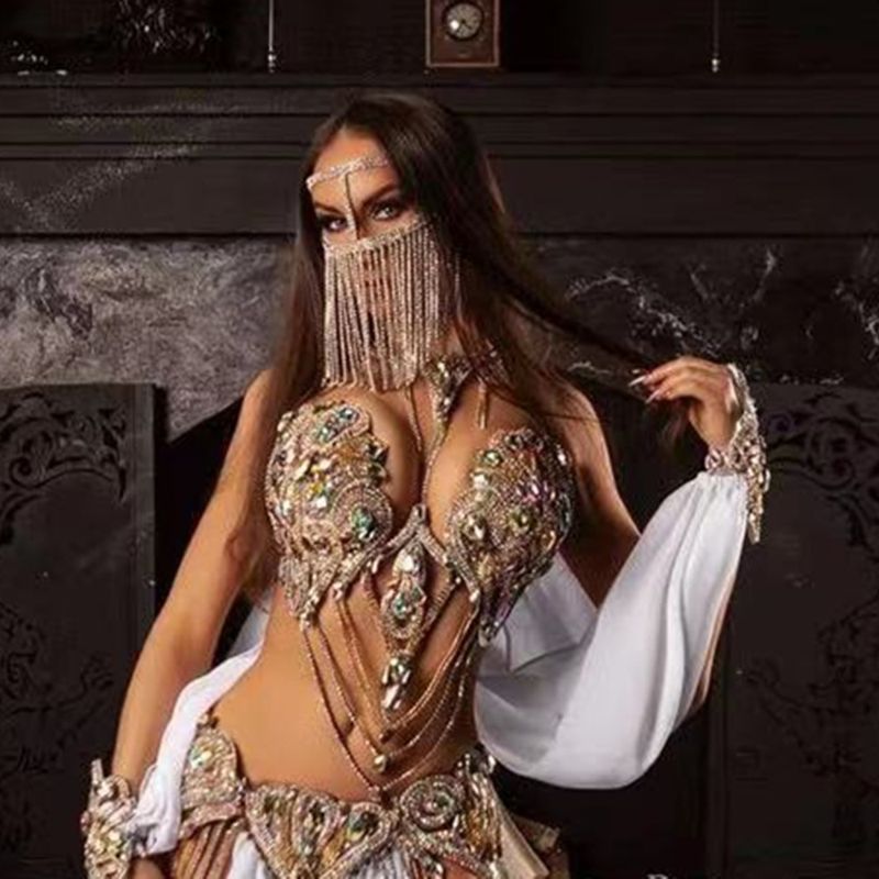 Personalisierte Klauenkette Lange Quaste Wasser Diamant Bankett Party Nachtclub Schauspielmaske Gesichtszubehör_voghion.com