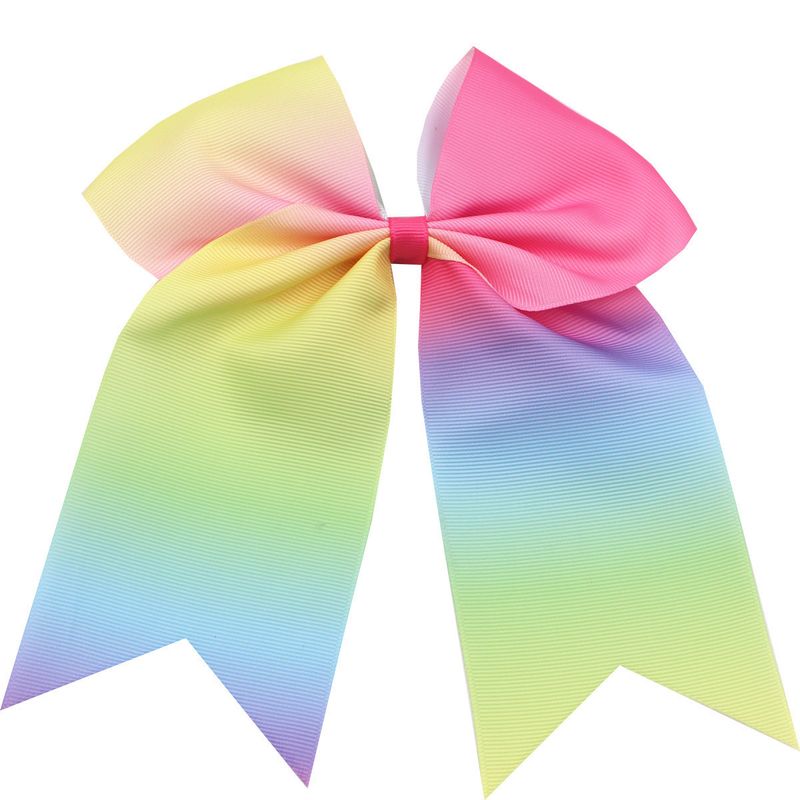 European And American Children's Accessories Bow Rubber Band Hair Ring Thread Belt Big Swallowtail Gradient Color Rainbow Streamer Headdress_voghion.com