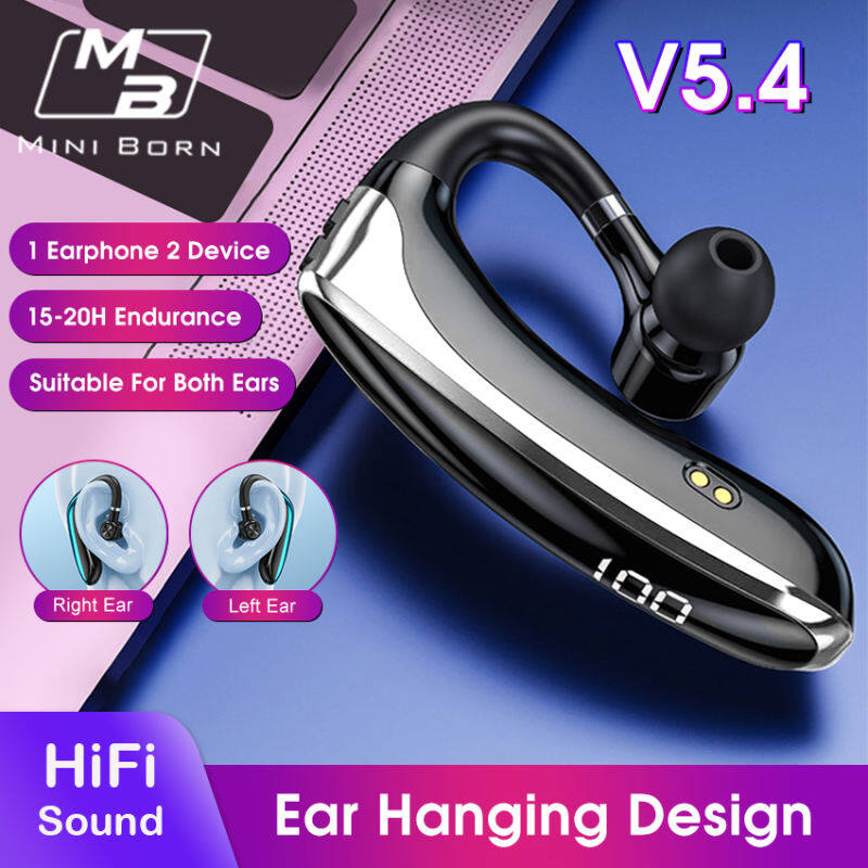 2024 V5.3 Bluetooth Earphone Wireless Headphones Ear Hanging Design 1 Earphone Connect 2 Device Noise Reduction Music Gaming Headset LED Power Displa_voghion.com