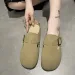 2023 sommer frauen Schuhe Closed Toe Runde Kappe Hausschuhe Kuh Wildleder Leder Clogs Schuhe für Frauen Retro Mode Garten mule Clog_voghion.com