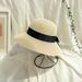 Unisex Women's fashionable straw hat with ribbon bow Beach holiday sun protection foldable Beach hat girl_voghion.com
