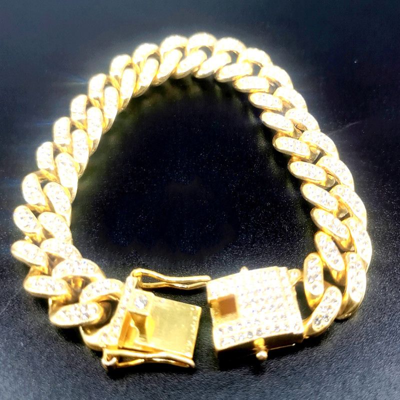 Inlaid Diamond Geometric Cuban Exaggerated Men's Gold Chain Hip-Hop Fashion Necklace_voghion.com