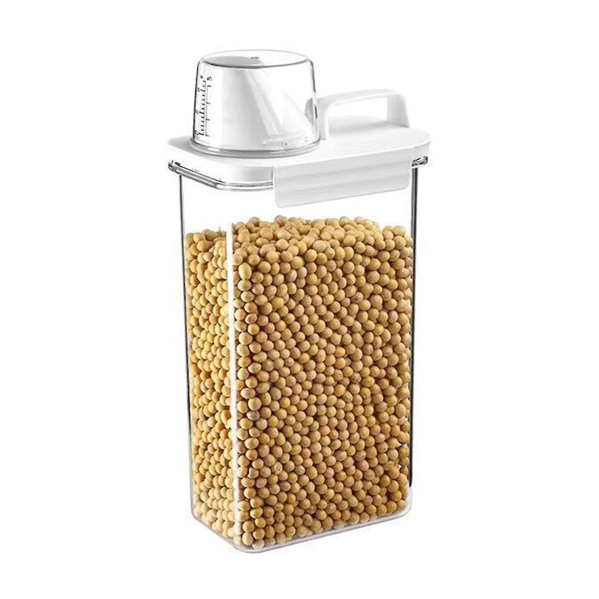 Transparent Grain Storage Box With Measuring Cup Durable Moisture-Proof Sealing Cans For Cereal Mung Beans-AH_voghion.com