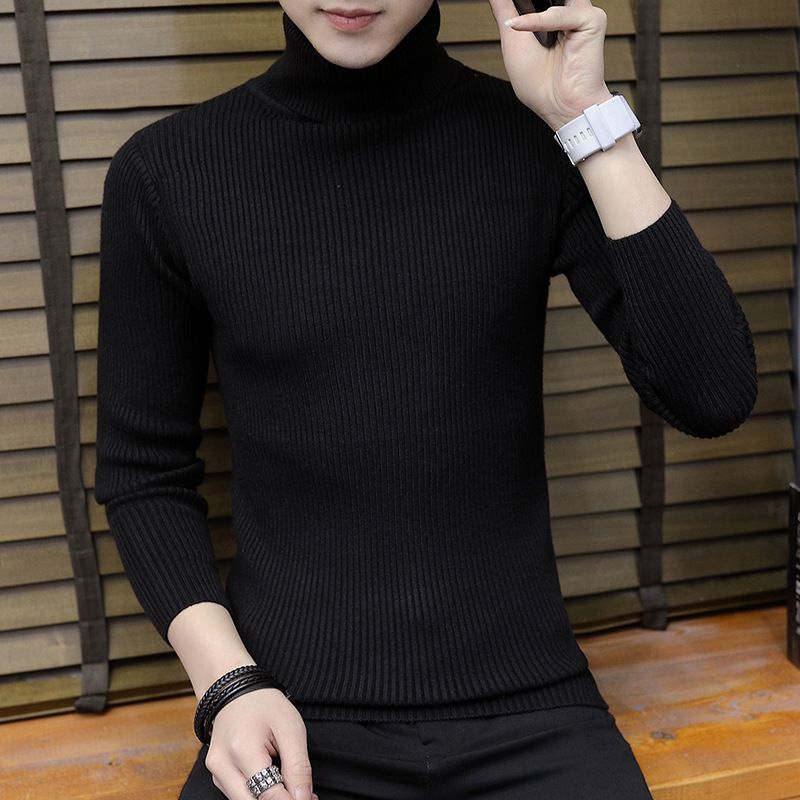 Pull à col roulé pour hommes, ample, simple, couleur unie, rayé, avec base_voghion.com