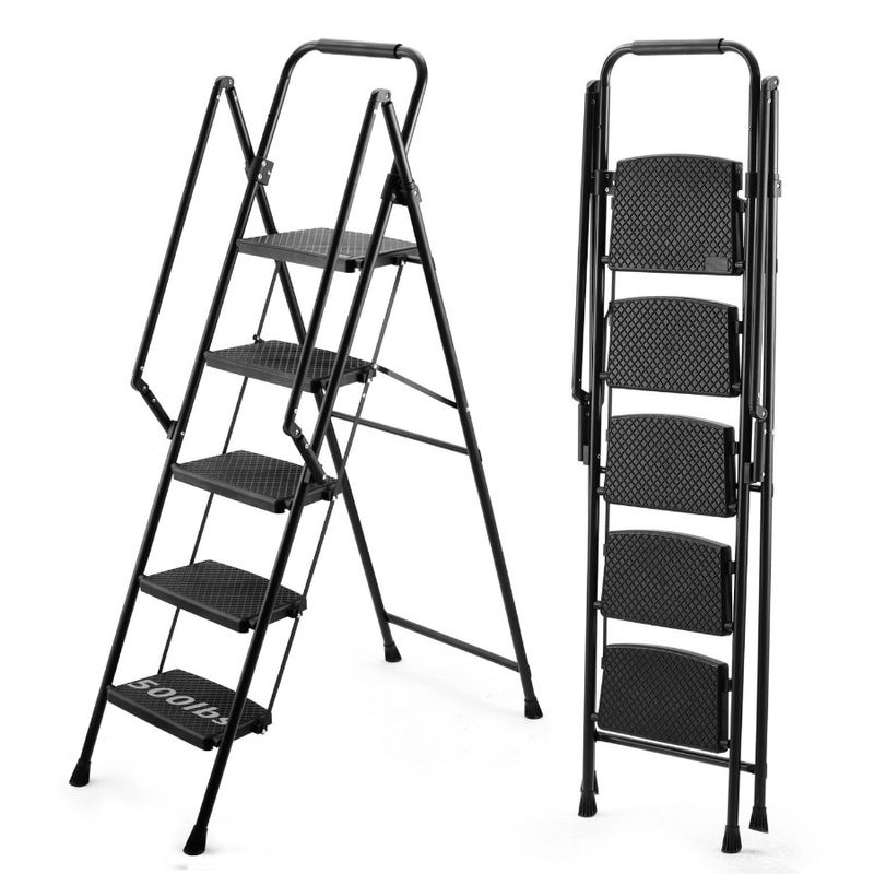 Safety 5step Ladder 300 Handle Pedals With Ladder Stool Wide Pound Ladder Lightweight Slip Anti Folding Po Anti Slip Steel With_voghion.com