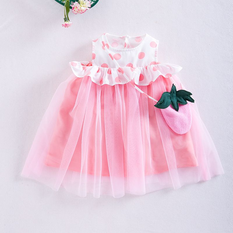 Baby clothes girls dress summer models 2023 new children princess skirt strawberry bag baby fashionable two-piece set_voghion.com