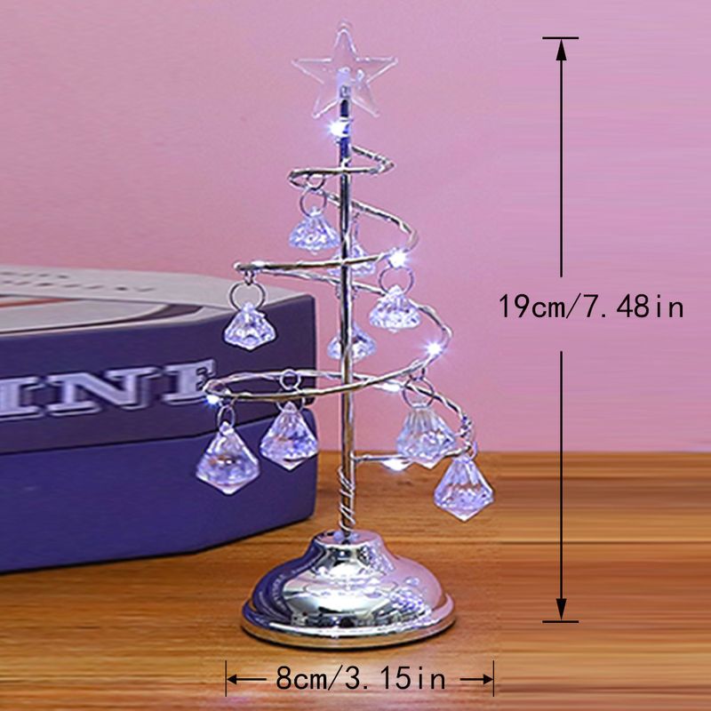 Weihnachtsschmuck Geschenk Überzug Schmiedeeisen Baum LED leuchtenden Kristall Weihnachtsbaum Kristall Tischschmuck Nachtlicht_voghion.com