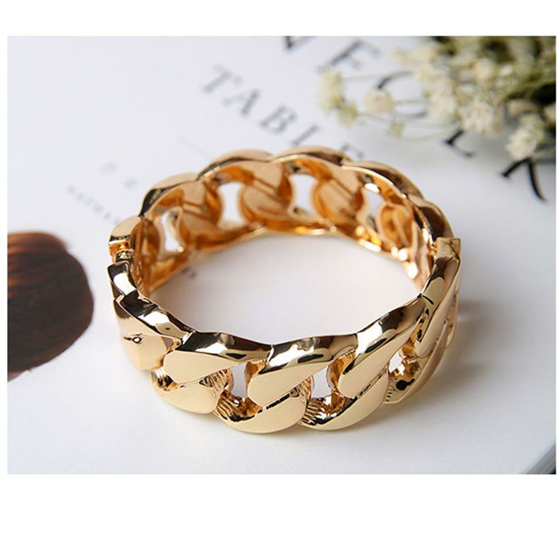 Fashionable exaggerated metal wide women's bracelet performance, personalized bracelet, trendy punk, hundred matching_voghion.com