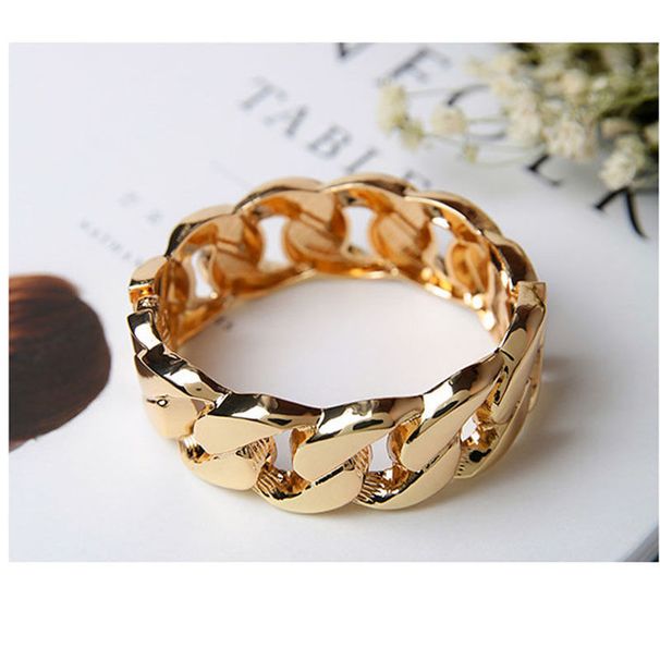 Fashionable exaggerated metal wide women's bracelet performance, personalized bracelet, trendy punk, hundred matching_voghion.com