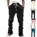 Men's Retro Wide-Leg Jogger Pants – Hip-Hop Streetwear With Drawstring Waist & Flared Cuffs, Breathable Polyester Blend_voghion.com