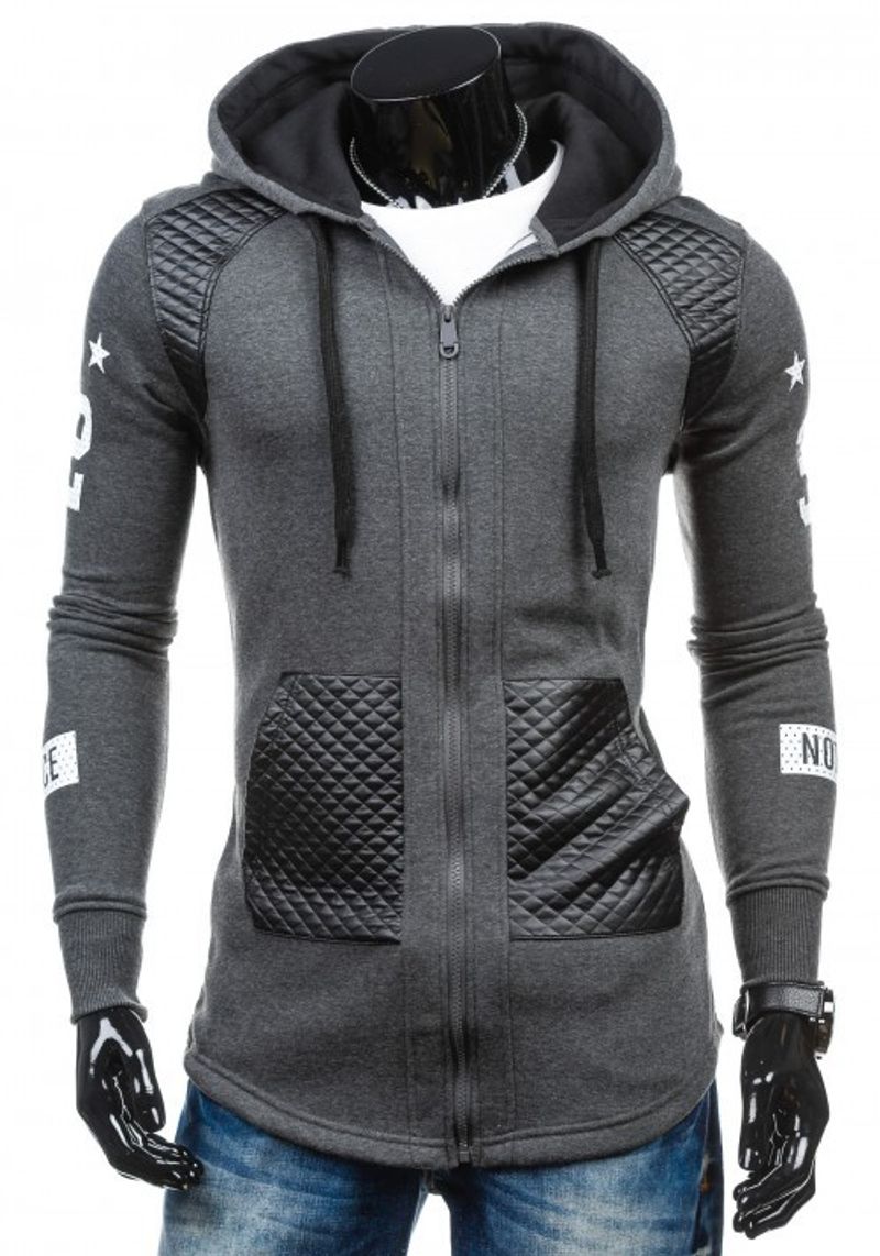 Men's Hooded Leather Sweater Cardigan Large Size Sweater Coat Trendy _voghion.com