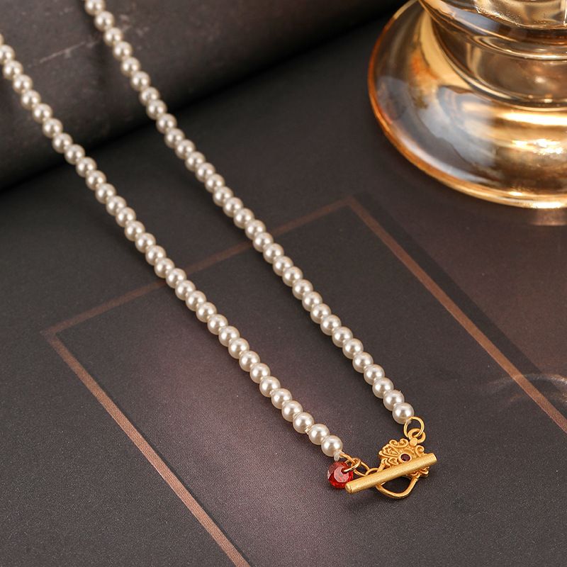 Retro neue chinesische Art OT Schnalle Nachahmung Shijia Perlenkette für Frauen Nische High-End-Licht Luxus Mode Temperament Schlüsselbeinkette für Frauen_voghion.com