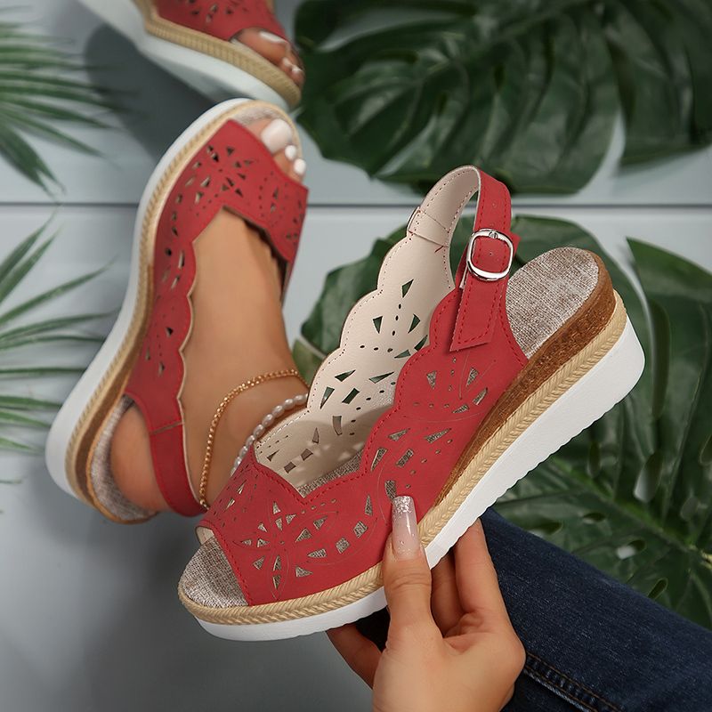 Naiste peep-toe platvormsandaalid 2024. aasta suvised seljarihmaga keskmise kontsaga sandaalid De Mujer paksu põhjaga libisemiskindlad espadrillid kingad_voghion.com