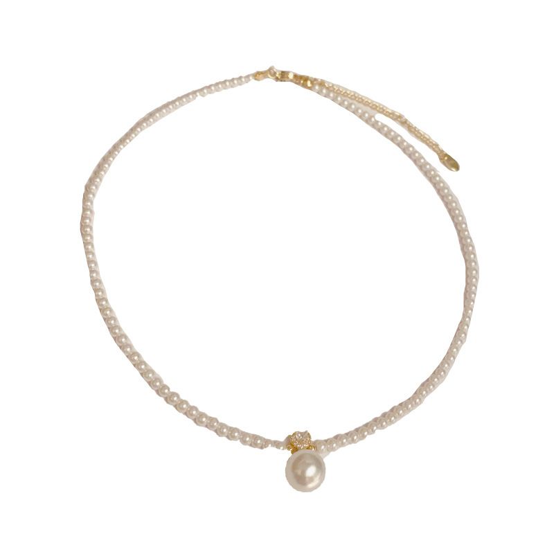 Collier élégant et polyvalent avec chaîne de clavicule légère et luxueuse en perles de zircon micro-pavées, accessoire tendance_voghion.com