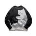 Maglione lavorato a maglia con stampa di gatti - Pullover oversize con scollo rotondo, comodo e alla moda per l'autunno/inverno_voghion.com