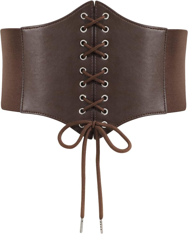 Werforu Tied Cincher Belt, Dam Svart Snörkorsett, Elastiskt Midjebälte För Halloweenfest_voghion.com