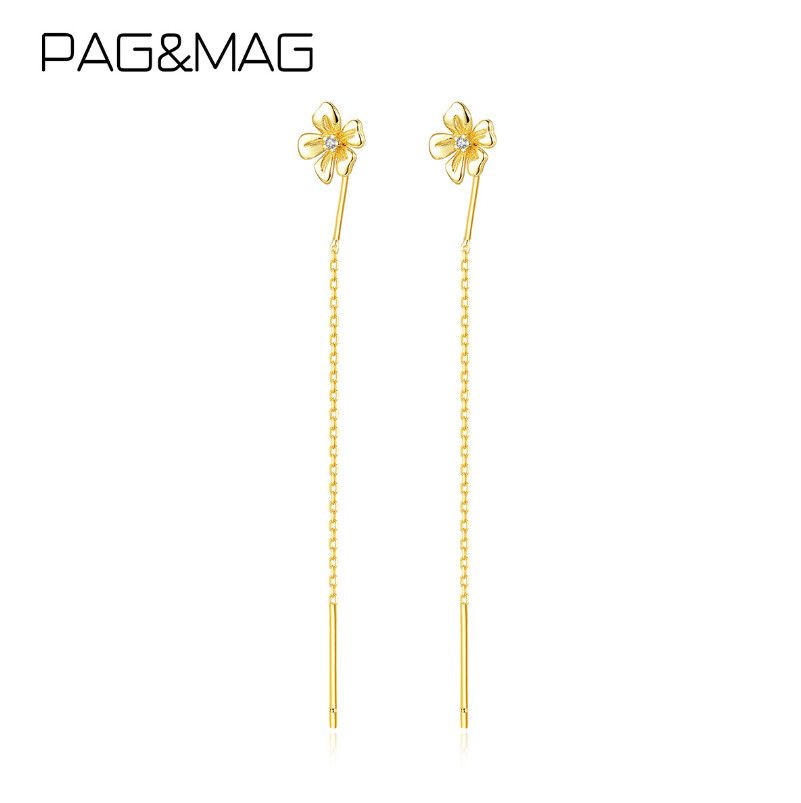 925 Sterling Zilveren Bloem Klaver Dangle Drop Pull Through Threader Oorbellen TH6_voghion.com