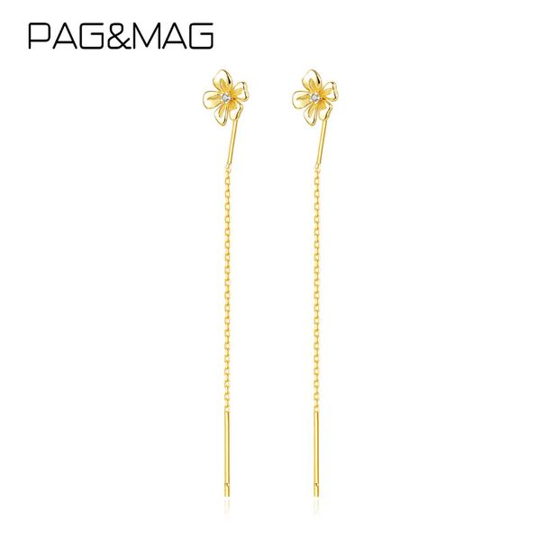 925 Sterling Zilveren Bloem Klaver Dangle Drop Pull Through Threader Oorbellen TH6_voghion.com