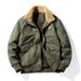 Giubbotto bomber da uomo, foderato in pile, in cotone con imbottitura spessa e calda, stile da lavoro oversize, tasche multiple - Cachi, blu navy, verde militare_voghion.com