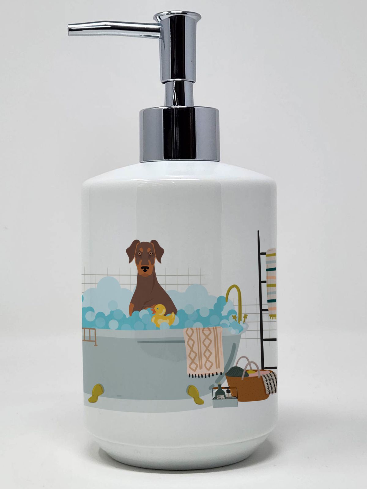 Natural Ear Red and Tan Doberman Pinscher Ceramic Soap Dispenser Hand Soap Dispenser Pump Bottles for Bathroom Kitchen, Empty Refillable Liquid Soap C_voghion.com