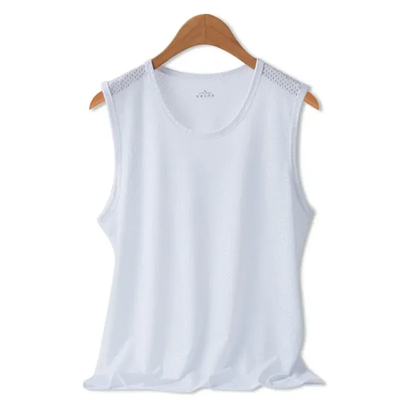 Männer Tops Eis Seide Weste Oberbekleidung Schnell Trocknend Mesh Loch Atmungsaktive Ärmellose T-Shirts Sommer Kühle Weste Strand Reise Tanks_voghion.com