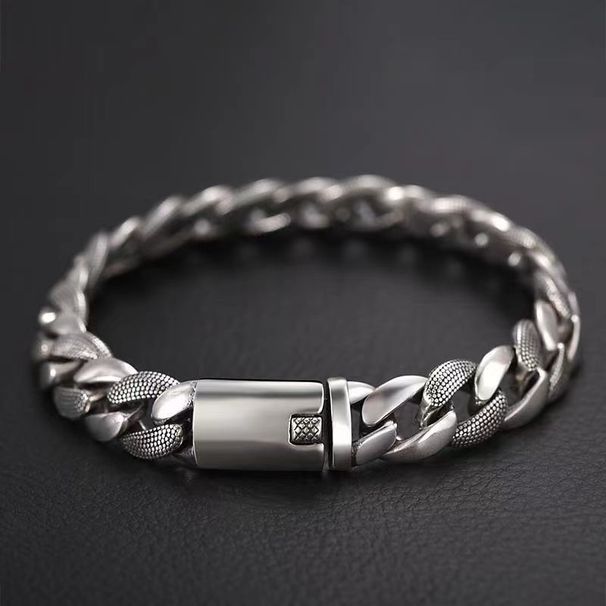 Bracciale cubano in argento tibetano wz875, stile spesso, da uomo, alla moda, audace, di nicchia, punk, moda hip hop_voghion.com