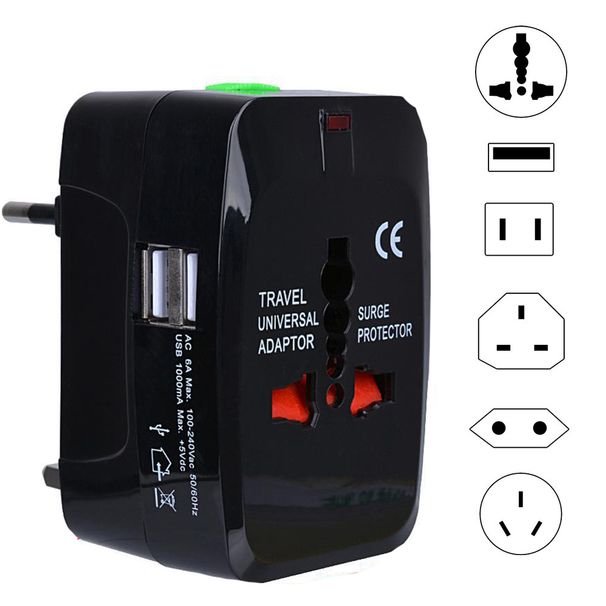 All In One Portable AU US UK EU Converter International Plug 2 USB Type C World Travel AC Power Adapter_voghion.com