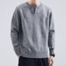New autumn and winter V-neck men's quality threaded sweater top, solid color casual long sleeved knitted base sweater, inner layer sweater jacket_voghion.com