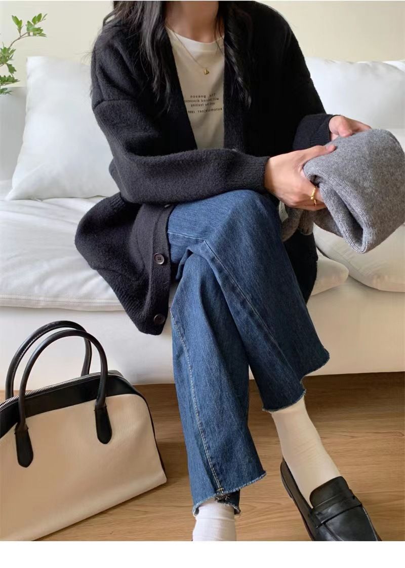 Sprig ad Autum Witer New Korea Cady Tinta unita Agig Soft Sticky Shirt Donna Moda Stile pigro Kitted_voghion.com