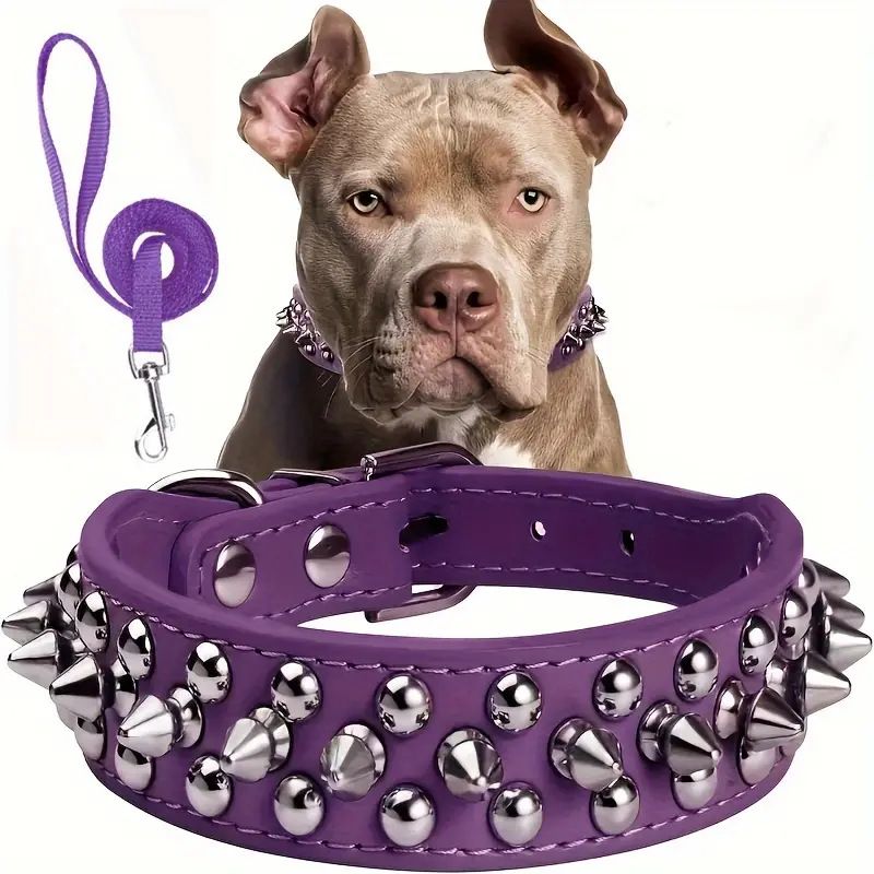 Hot Selling Anti Bite Rivet Pet Super Cool Bullet Head Collar, Punk Style Small And Medium-sized Dog Leash_voghion.com