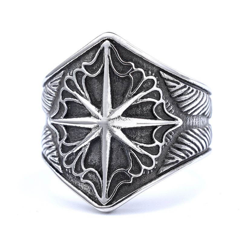 Nordic hot selling personality Viking eight pointed star knot shape rust free titanium steel ring fashion jewelry_voghion.com