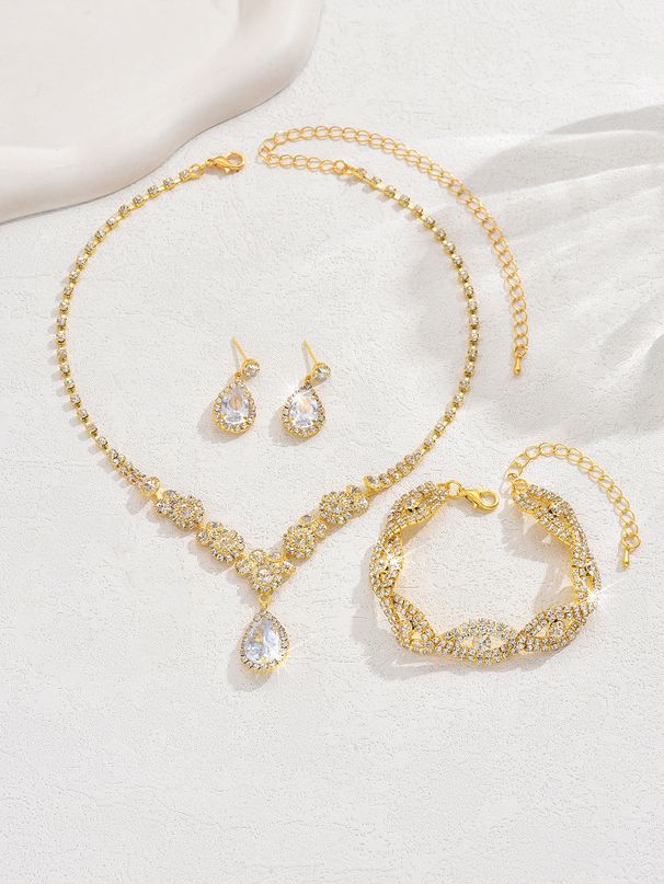 Set di gioielli da donna, alla moda, popolari, orecchini, gioielli per feste e banchetti, da sposa, da sposa, collana con strass e orecchini._voghion.com