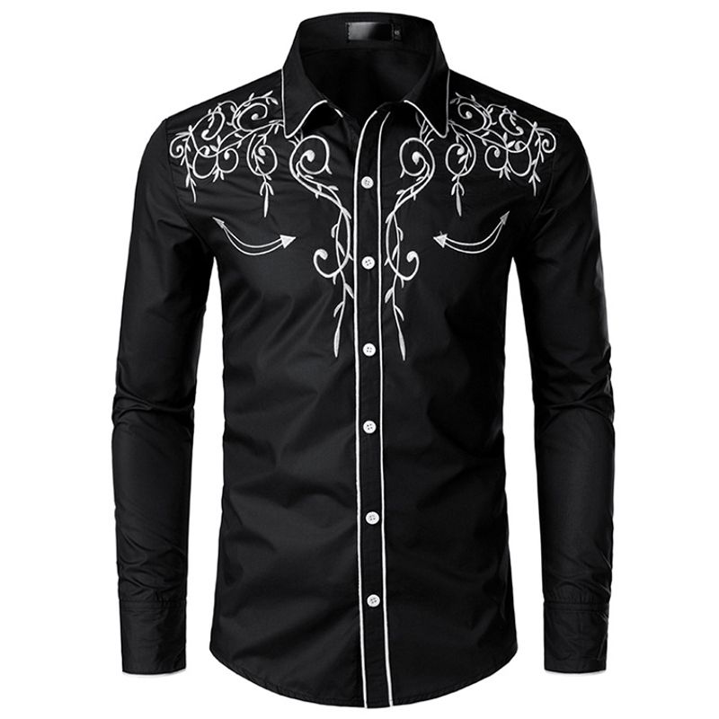 Herren-Freizeithemd im Western-Stil mit Stickerei – Klassischer Cowboy-Stil mit stylischem Futter | Komfortable Baumwolle und entspannte Passform_voghion.com