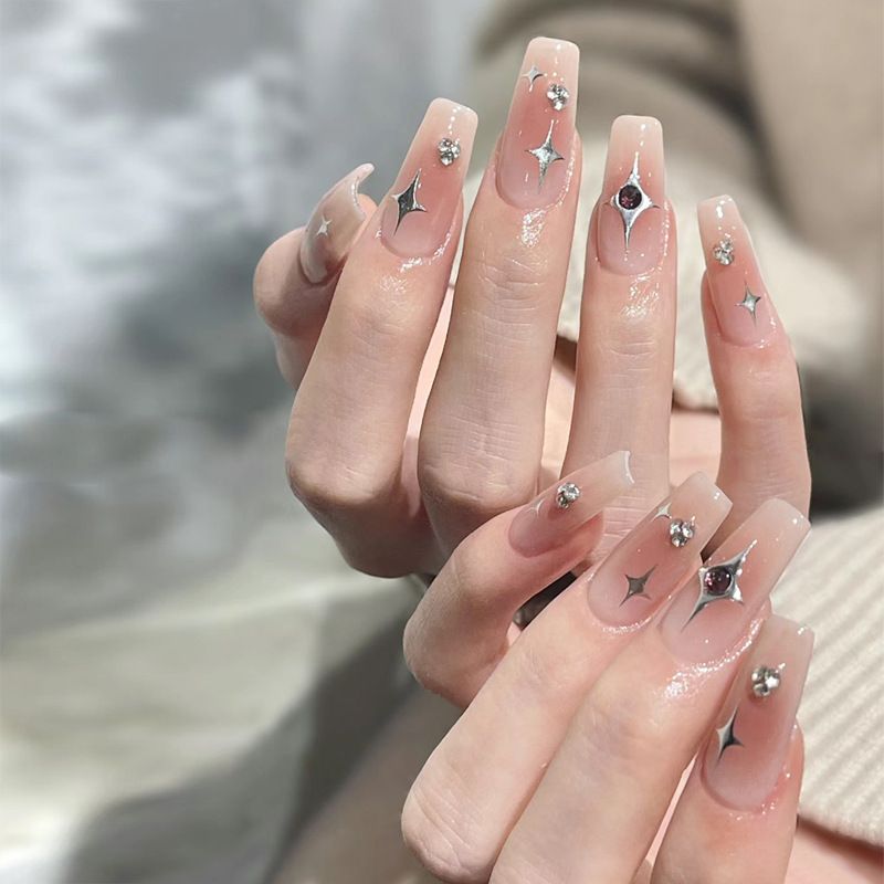 24st Heltäckande Nagelspetsar Långa Ballerina falska naglar med diamantrosa löstagbara lösnaglar Färdiga falska Fi s s_voghion.com